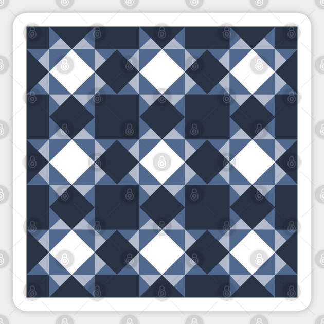 Blue and White Missouri Star Patchwork Pattern Sticker by Nuletto